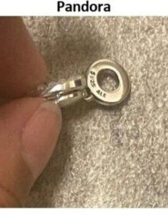 Pandora Pearlescent White Heart Double Dangle Charm - Picture 5 of 5